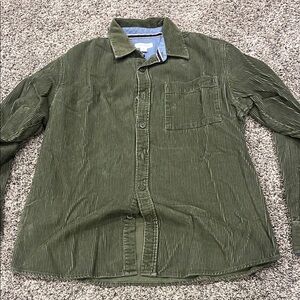 Green Corduroy Button-Up Shirt